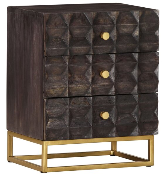 Bed Cabinet Black 40x30x50 cm Solid Mango Wood