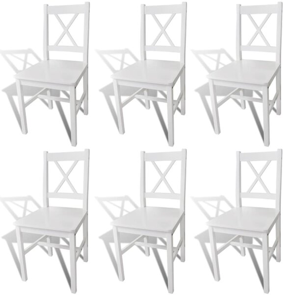 Dining Chairs 6 pcs White Pinewood