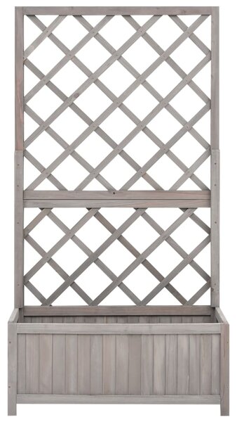 Garden Trellis Planter Grey 70x30x135 cm Solid Firwood