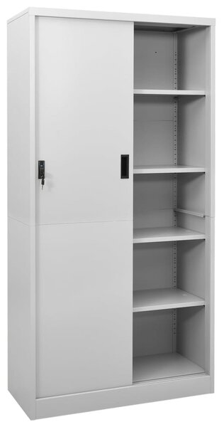 Office Cabinet with Sliding Door Light Grey 90x40x180 cm Steel