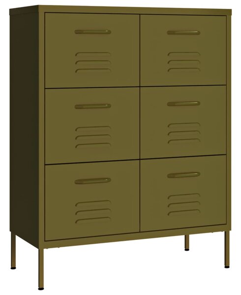 Drawer Cabinet Olive Green 80x35x101.5 cm Steel