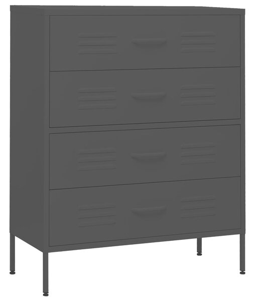 Chest of Drawers Black 80x35x101.5 cm Steel