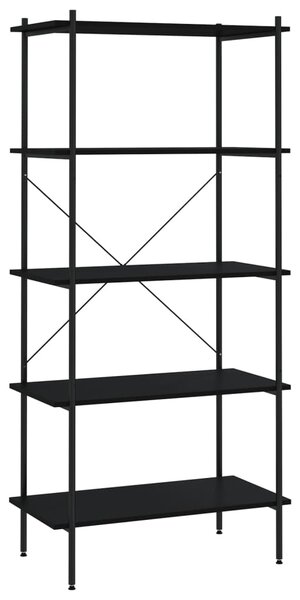 5-Tier Shelving Unit Black 80x40x163 cm