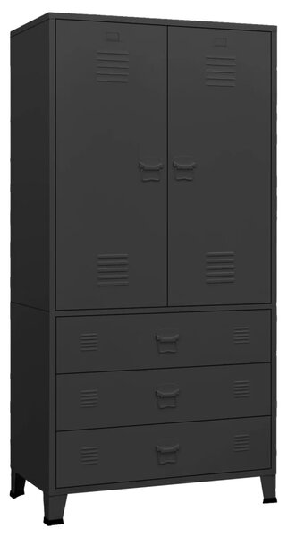 Industrial Wardrobe Black 90x50x180 cm Metal