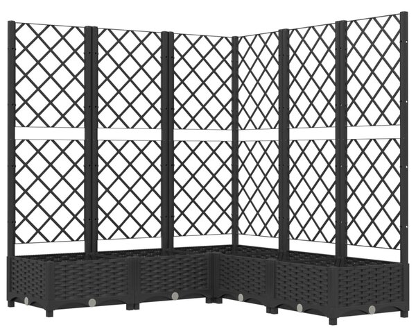 Garden Planter with Trellis Black 120x120x121.5 cm PP