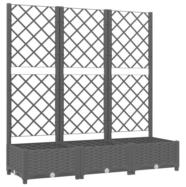 Garden Planter with Trellis Black 120x40x121.5 cm PP