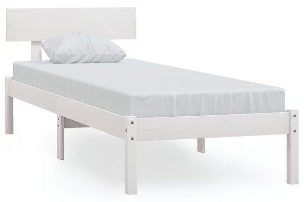 Bed Frame without Mattress White Solid Wood Small Single