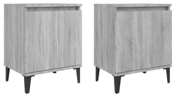 Bed Cabinets with Metal Legs Grey Sonoma 40x30x50 cm