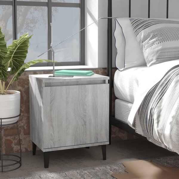 Bed Cabinets with Metal Legs Grey Sonoma 40x30x50 cm