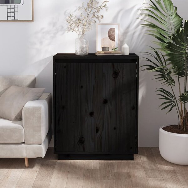 Sideboard Black 60x34x75 cm Solid Wood Pine