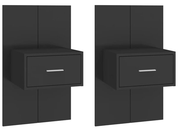 Wall-mounted Bedside Cabinets 2 pcs Black