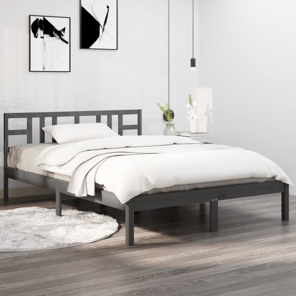 Bed Frame without Mattress Grey 120x200 cm Solid Wood