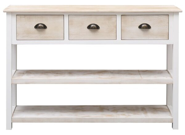 Sideboard White and Brown 108x30x76 cm Solid Wood Paulownia