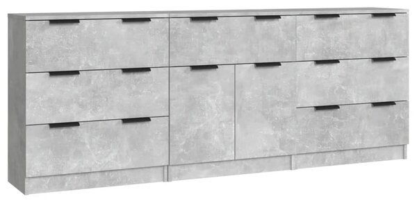 3 Piece Sideboards Concrete Grey Engineered Wood