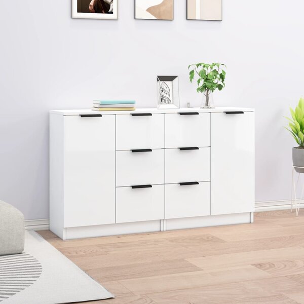 Sideboards 2 pcs High Gloss White 60x30x70 cm Engineered Wood