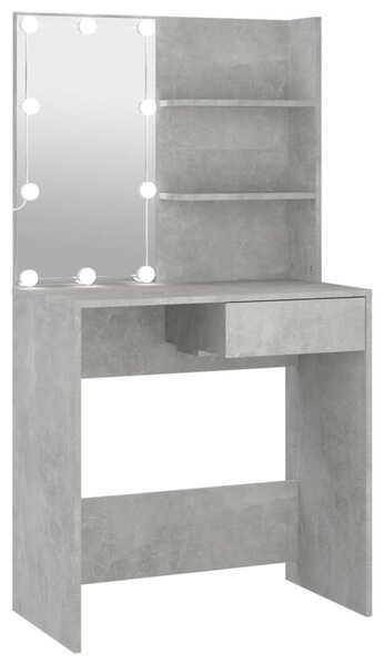 Dressing Table with LED Concrete Grey 74.5x40x141 cm