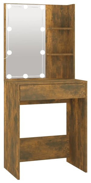 Dressing Table with LED Smoked Oak 60x40x140 cm