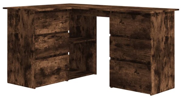 Corner Desk Smoked Oak 145x100x76 cm Engineered Wood