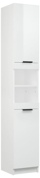 Bathroom Cabinet High Gloss White 32x34x188.5cm Engineered Wood