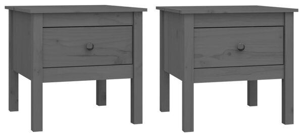 Side Tables 2 pcs Grey 50x50x49 cm Solid Wood Pine