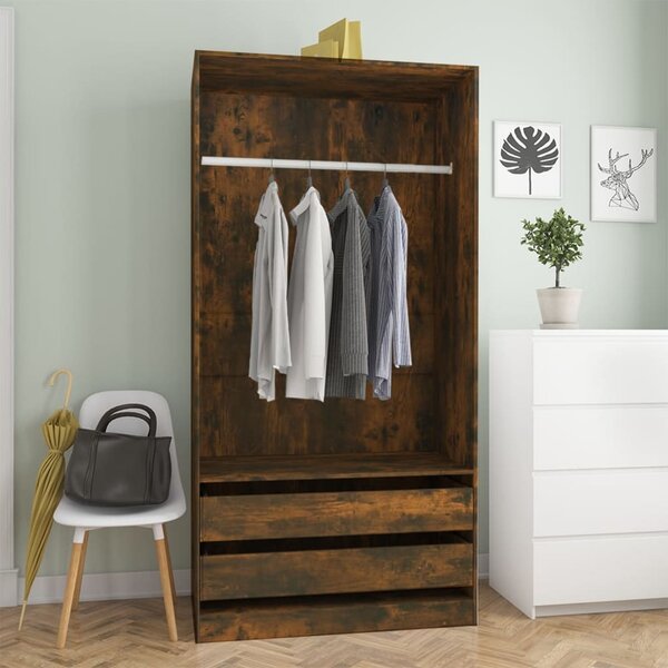 Wardrobe Smoked Oak 100x50x200 cm Engineered Wood