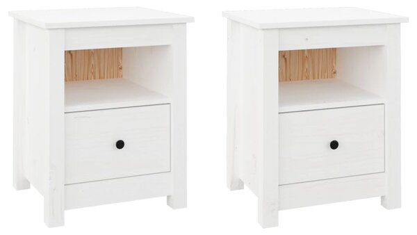 Bedside Cabinets 2 pcs White 40x35x49 cm Solid Wood Pine