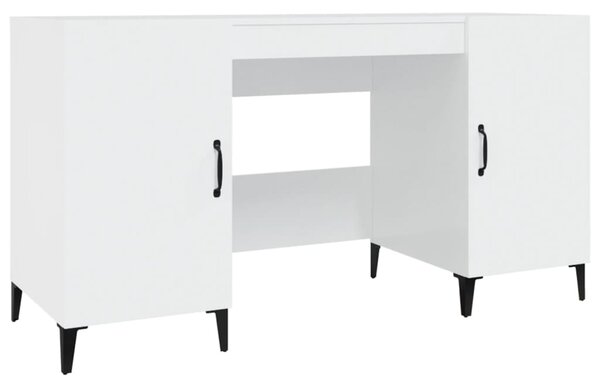 Desk High Gloss White 140x50x75 cm Engineered Wood