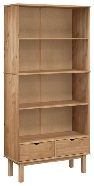 Bookcase OTTA with 2 Drawers Brown Solid Wood Pine