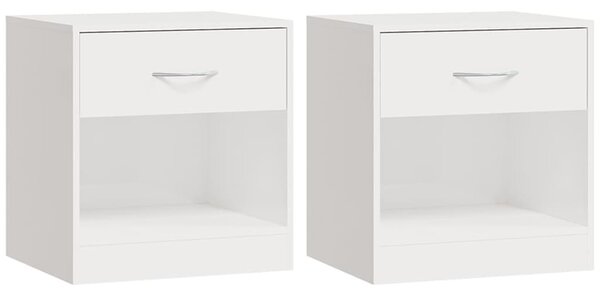 Bedside Cabinets 2 pcs with Drawer High Gloss White