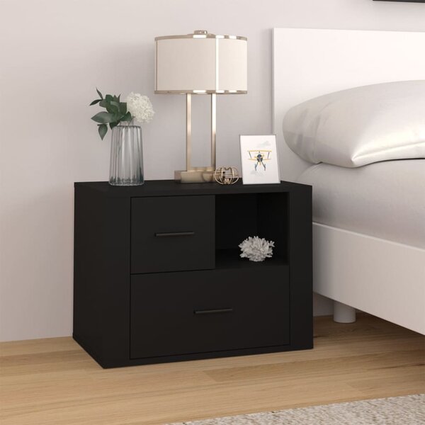 Bedside Cabinet Black 60x36x45 cm Engineered Wood