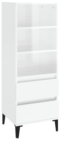 Highboard High Gloss White 40x36x110 cm Engineered Wood