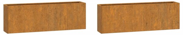 Wall Planters 2 pcs Rusty Corten Steel 53x10x17 cm