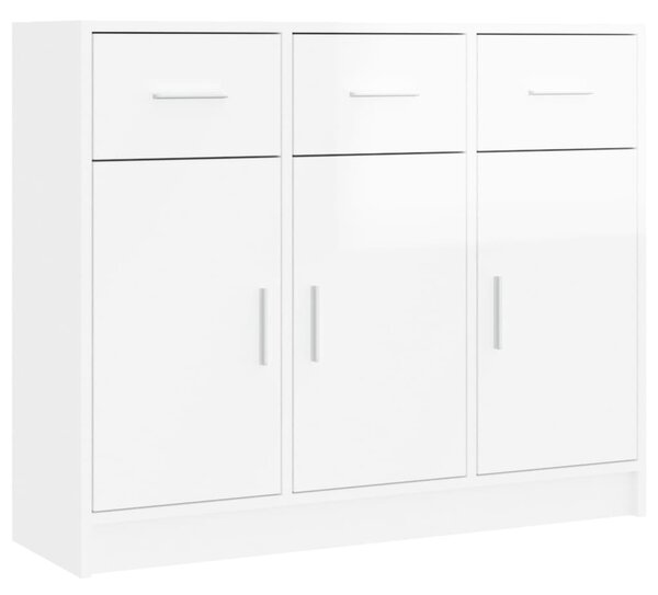 Sideboard High Gloss White 91x28x75 cm Engineered Wood