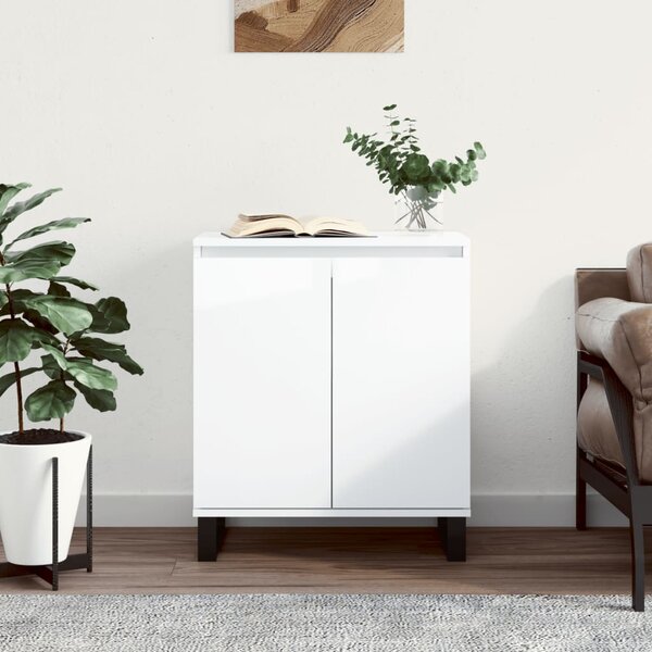 Sideboard High Gloss White 60x35x70 cm Engineered Wood