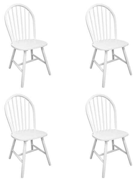 Dining Chairs 4 pcs White Solid Rubber Wood