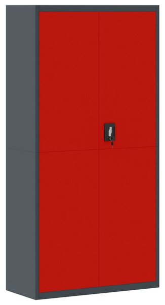 File Cabinet Anthracite and Red 90x40x180 cm Steel