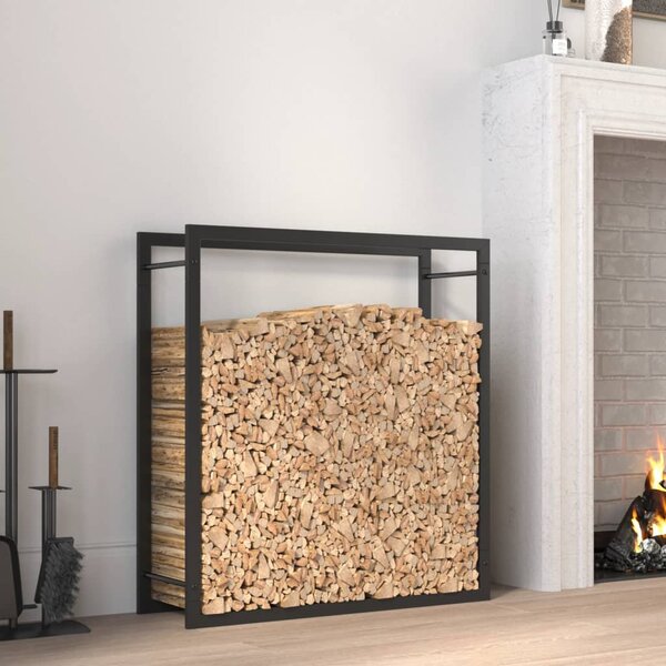 Firewood Rack Matt Black 80x28x86 cm Steel