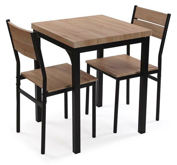 Table set with 2 chairs Versa PVC Metal MDF Wood 60 x 76 x 60 cm