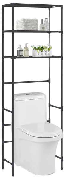 3-Tier Storage Rack over Toilet Black 53x28x169 cm