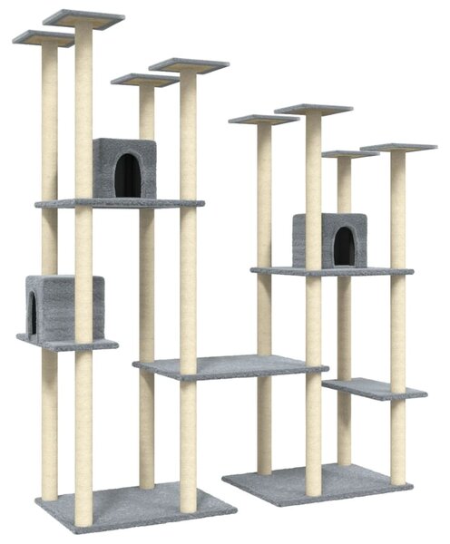 Cat Tree with Sisal Scratching Posts Light Grey 174 cm