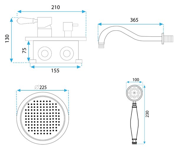 Shower system Rea Serra Brush Gold + BOX