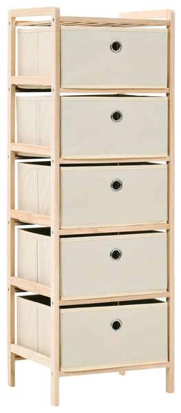 Storage Rack with 5 Fabric Baskets Cedar Wood Beige