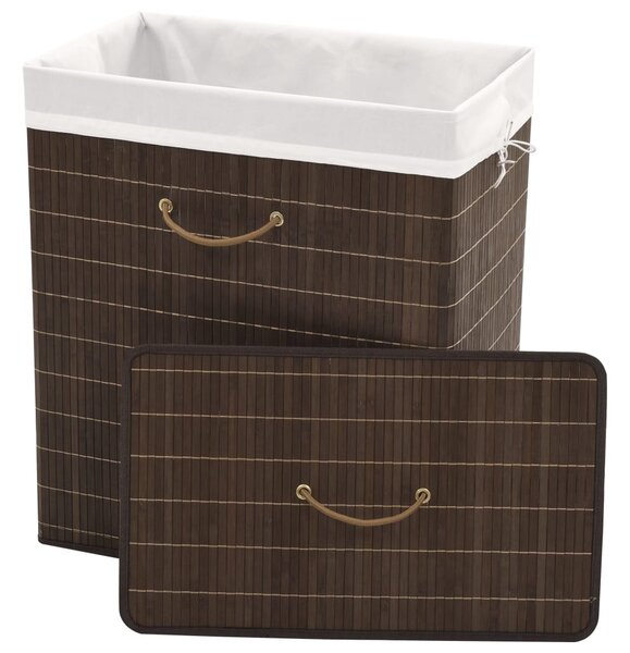 Bamboo Laundry Bin Rectangular Dark Brown