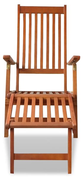 Outdoor Deck Chair with Footrest Solid Acacia Wood