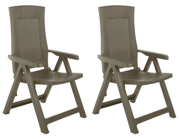 Garden Reclining Chairs 2 pcs Plastic Mocca