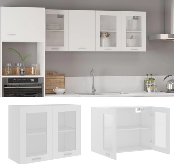 Hanging Glass Cabinet White 80x31x60 cm Engineered Wood