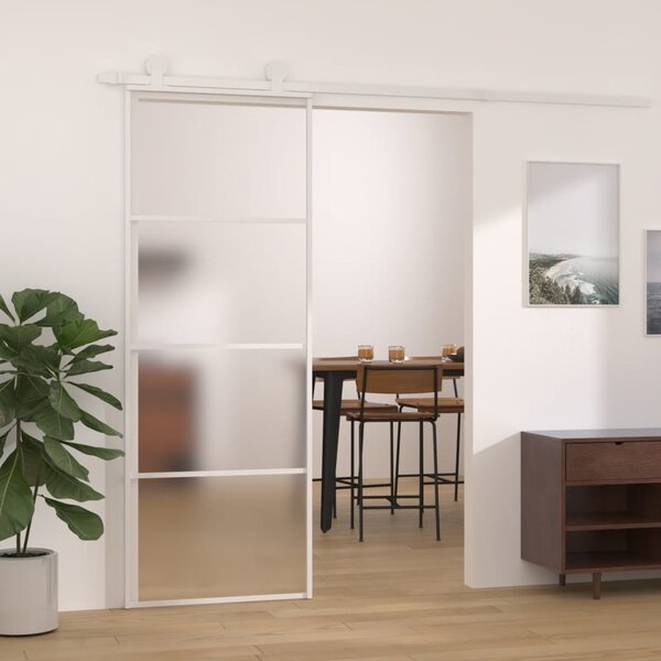 Sliding Door Frosted ESG Glass and Aluminium 76x205 cm White