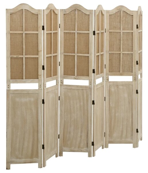 6-Panel Room Divider Brown 214x165 cm Fabric