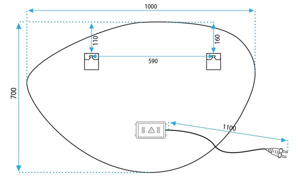 Mirror LED 70x100cm FOG