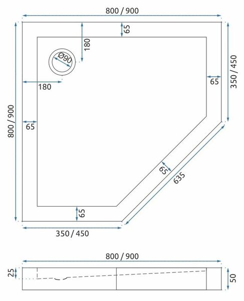 Shower enclosure DIAMOND 90x90 BRUSH GOLD